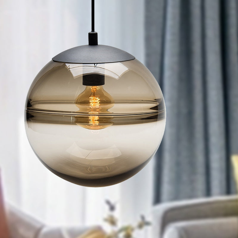 Globe Hanging Ceiling Light Contemporary Blue/Coffee Glass 1 Light Dining Room Pendant Light