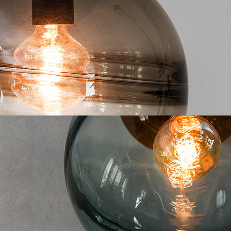 Globe Hanging Ceiling Light Contemporary Blue/Coffee Glass 1 Light Dining Room Pendant Light