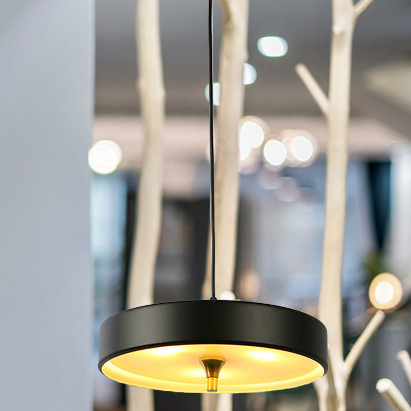 Modern Disk Pendant Light Fixture Blue/White/Black Metal 1 Light Hanging Lamp Kit for Bedroom