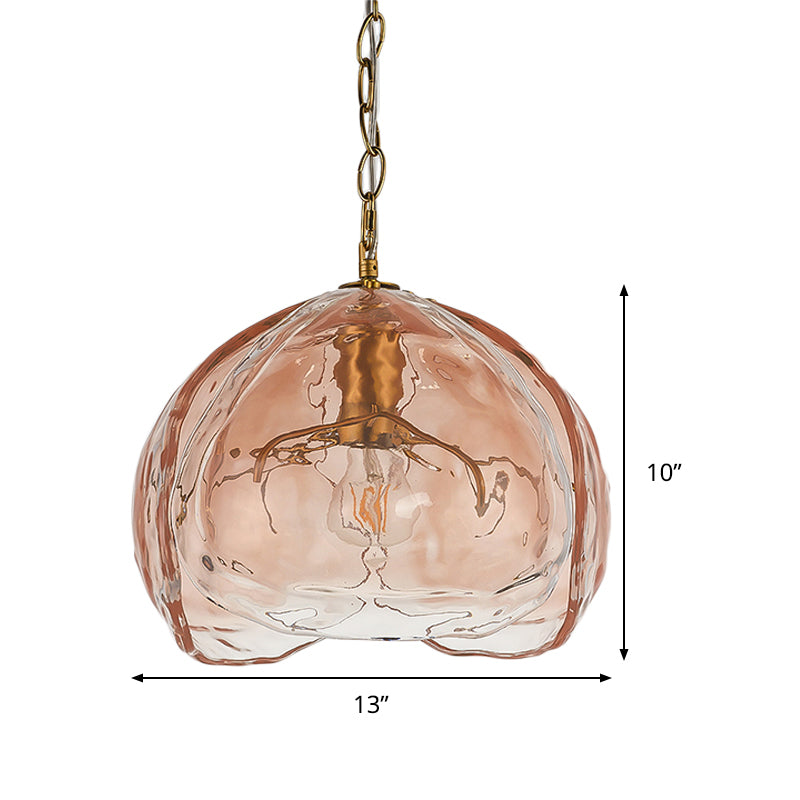 Lámpara colgante de cúpula contemporánea Vidrio transparente Pink 1 Bulbo Coste de techo para comedor