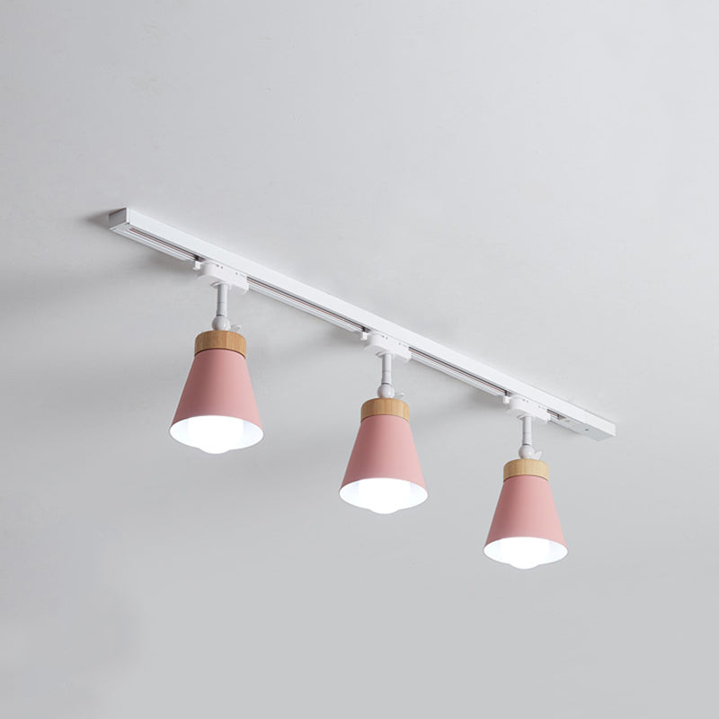 Nordic Metal & Wood Rail Lighting luminaires pour éclairage conique encastré de rail de plafond dans le hall d'entrée et la chambre à coucher