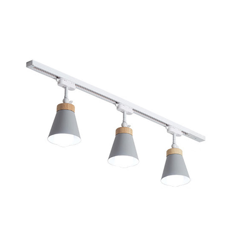 Nordic Metal & Wood Rail Lighting luminaires pour éclairage conique encastré de rail de plafond dans le hall d'entrée et la chambre à coucher