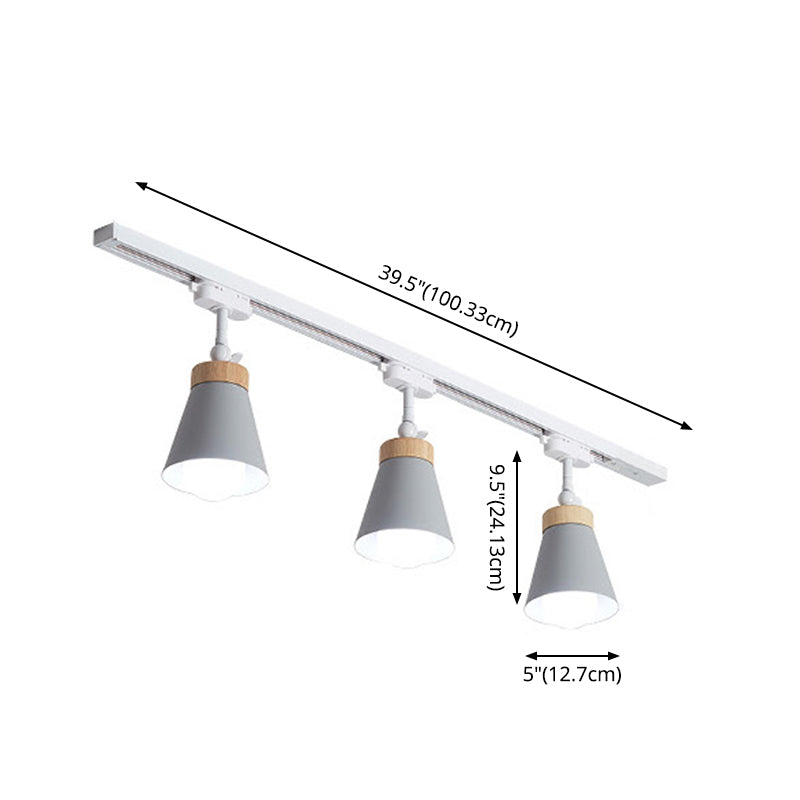 Nordic Metal & Wood Rail Lighting luminaires pour éclairage conique encastré de rail de plafond dans le hall d'entrée et la chambre à coucher