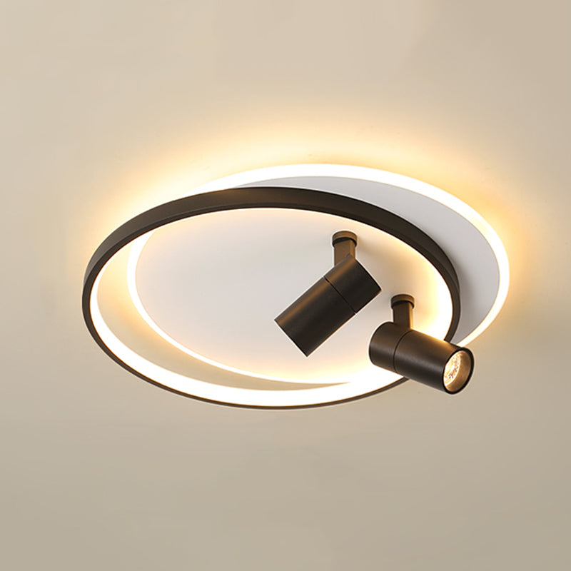 Modern Style Metal Ceiling Mounted Fixture Living Room Flush Light with 2 Spotlights