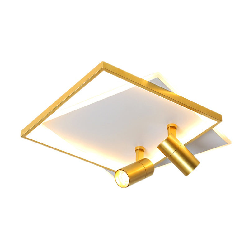 Modern Style Metal Ceiling Mounted Fixture Living Room Flush Light with 2 Spotlights