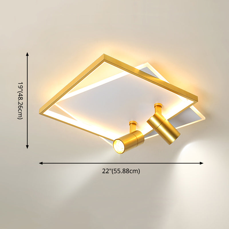 Modern Style Metal Ceiling Mounted Fixture Living Room Flush Light with 2 Spotlights