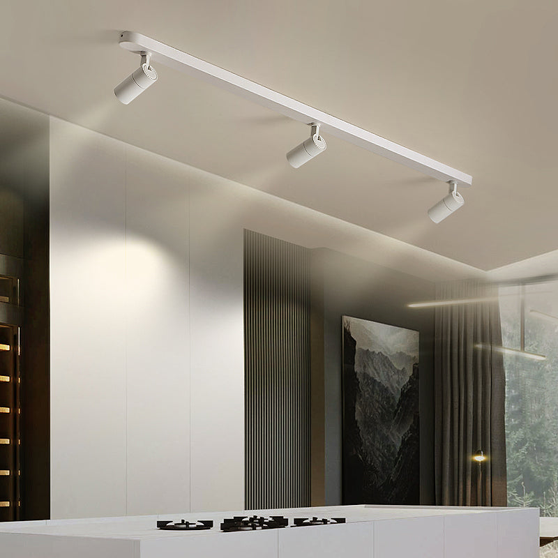 Minimalist Cylindrical Metal Track Spotlights Flush Ceiling Track Lighting for Foyer and Bedroom