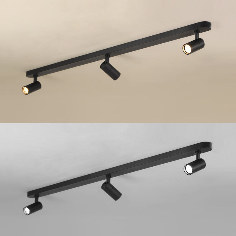 Minimalist Cylindrical Metal Track Spotlights Flush Ceiling Track Lighting for Foyer and Bedroom