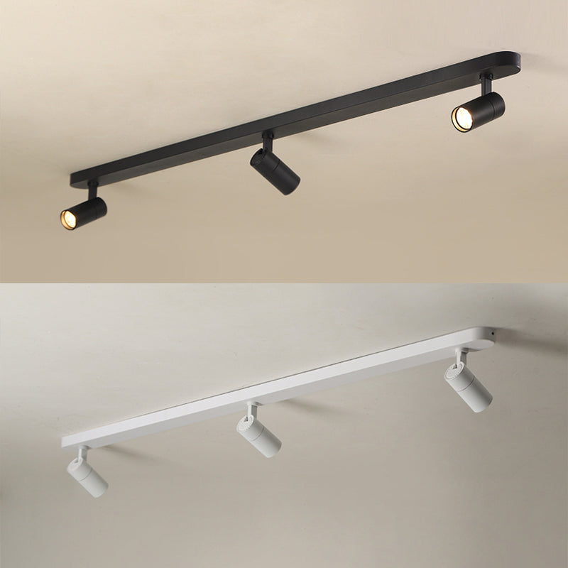 Minimalist Cylindrical Metal Track Spotlights Flush Ceiling Track Lighting for Foyer and Bedroom