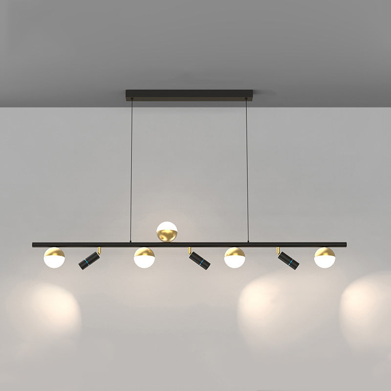 Acrylic Ball Spotlight Island Lamp Minimalist Black and Gold LED Hanging Lamp for Restaurant