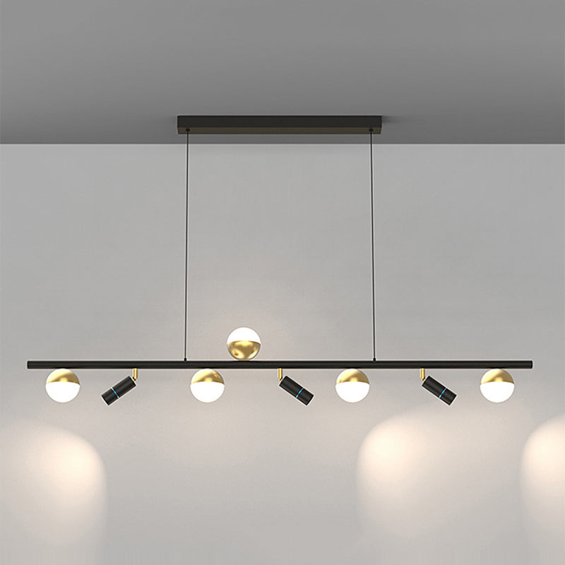Acrylic Ball Spotlight Island Lamp Minimalist Black and Gold LED Hanging Lamp for Restaurant