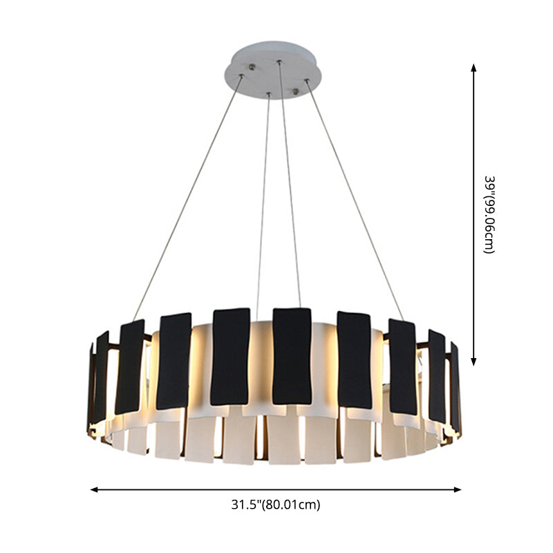 Kreisförmige Schlafzimmer Kronleuchter Leuchte Metall LED zeitgenössische Anhänger Lichtkit in Schwarz
