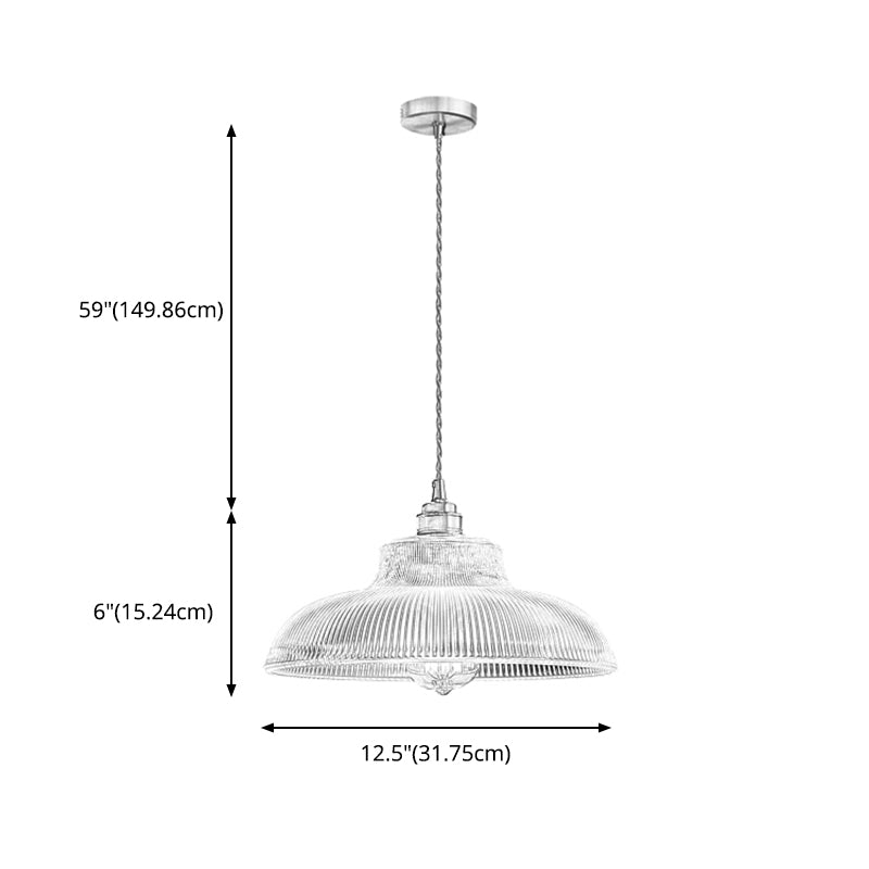 Retro Industrial 1 Light Anhänger Prismatische Klarglas Kuppel Anhängerlampe für Coffeeshop
