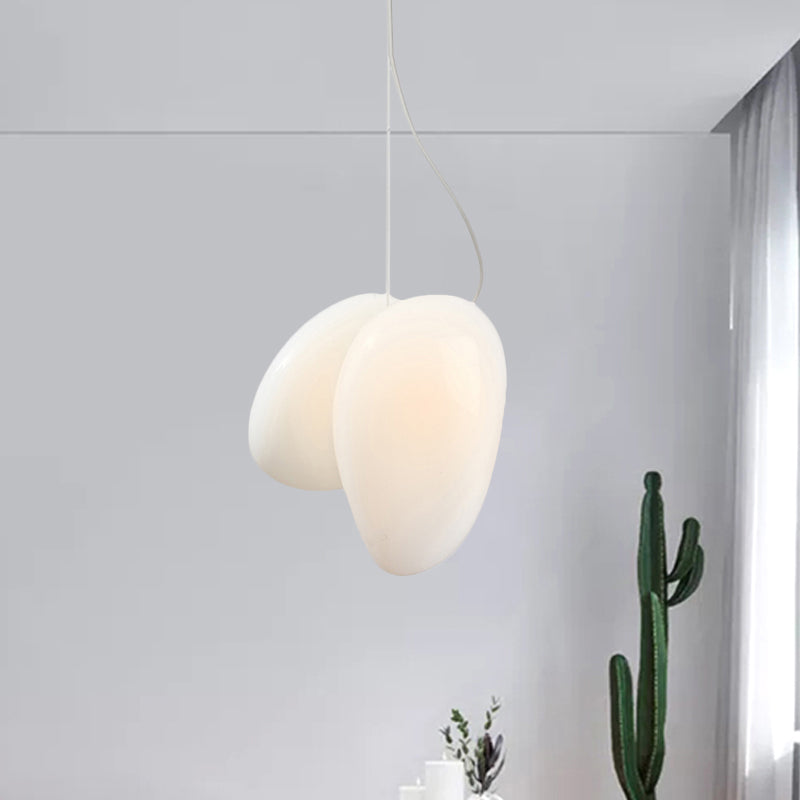 Lámpara colgante apilada de vidrio blanco contemporáneo 1 cabezal que colgaba la luz del techo para el comedor