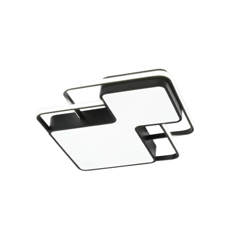 Lampe encastrée à LED géométrique noire/blanche 18"/21,5" W moderne en gel de silice proche du plafonnier en blanc/lumière 3 couleurs