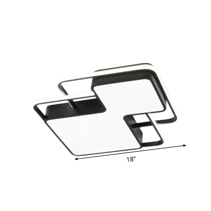 Lampe encastrée à LED géométrique noire/blanche 18"/21,5" W moderne en gel de silice proche du plafonnier en blanc/lumière 3 couleurs