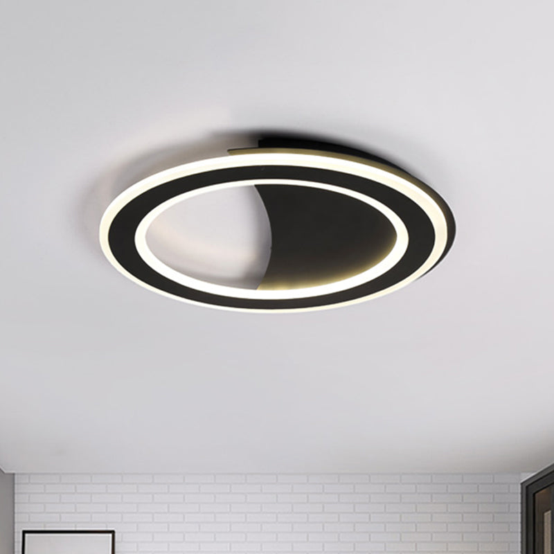 Metall-Halo-Ring-LED-Unterputzleuchte, moderne Deckenleuchte in Schwarz/Weiß mit warmem/weißem Licht/dritter Gang