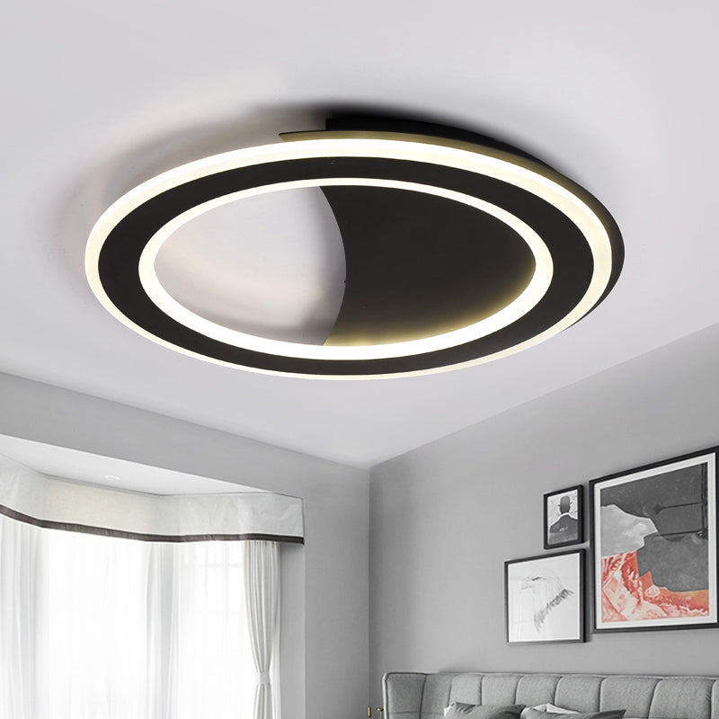 Metall-Halo-Ring-LED-Unterputzleuchte, moderne Deckenleuchte in Schwarz/Weiß mit warmem/weißem Licht/dritter Gang