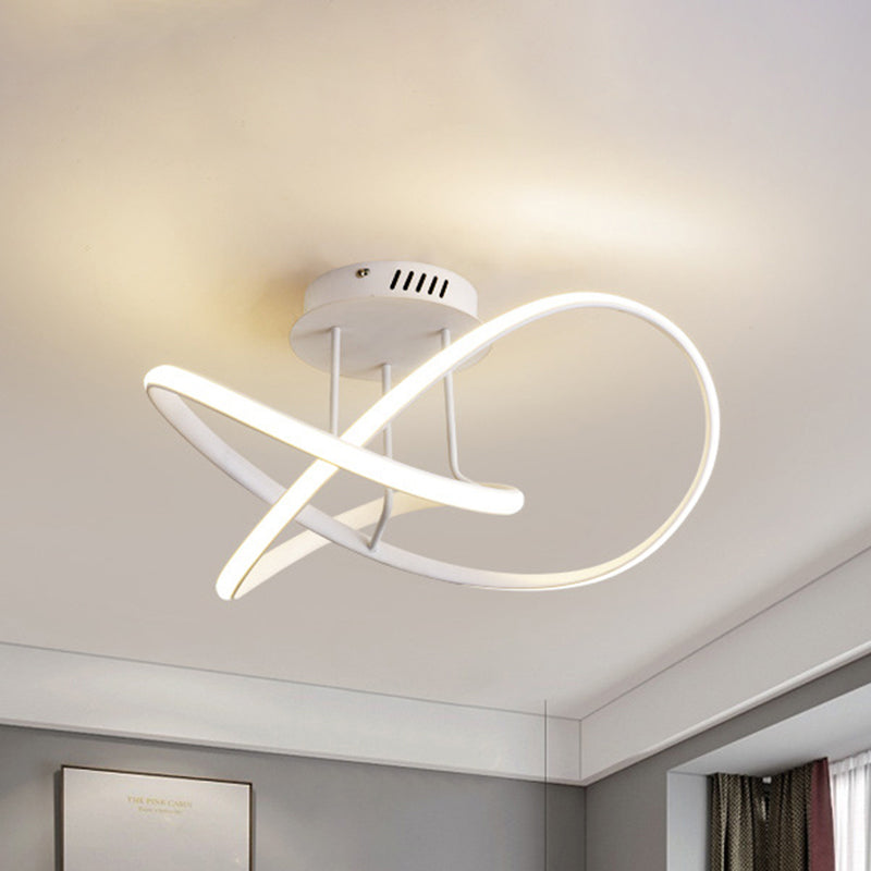19.5 "/23.5" W Twist Plafond Gemonteerde Armatuur Moderne Acryl LED Wit/Koffie Semi Flush Mount Verlichting in Warm/Wit Licht