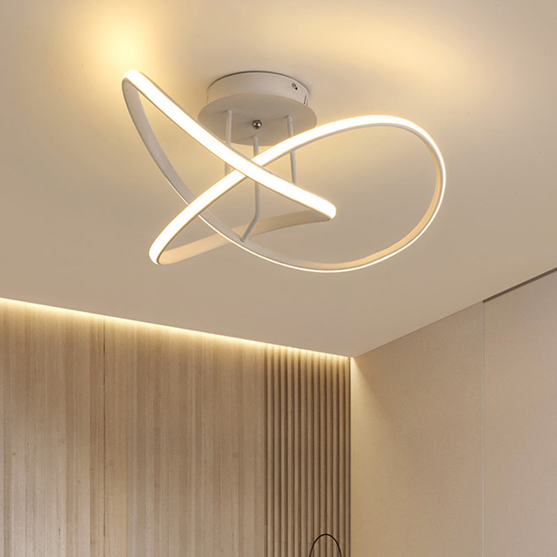 19.5 "/23.5" W Twist Plafond Gemonteerde Armatuur Moderne Acryl LED Wit/Koffie Semi Flush Mount Verlichting in Warm/Wit Licht