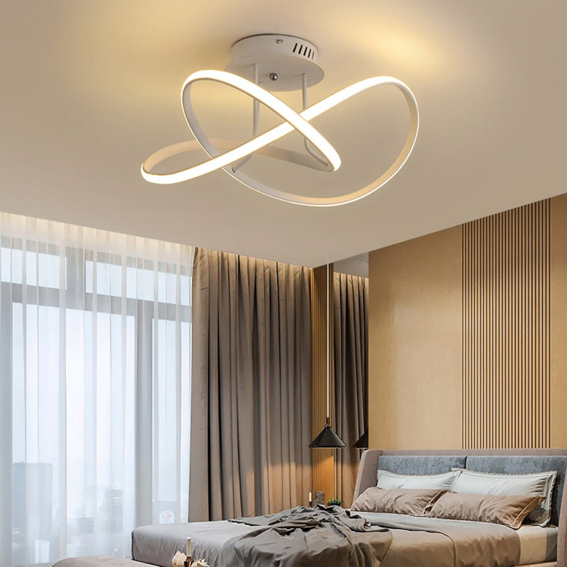 19.5 "/23.5" W Twist Plafond Gemonteerde Armatuur Moderne Acryl LED Wit/Koffie Semi Flush Mount Verlichting in Warm/Wit Licht