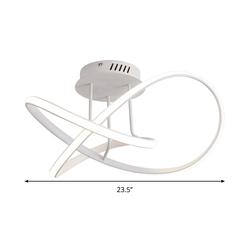 19.5 "/23.5" W Twist Plafond Gemonteerde Armatuur Moderne Acryl LED Wit/Koffie Semi Flush Mount Verlichting in Warm/Wit Licht