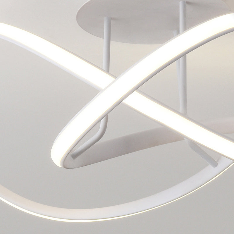 19.5 "/23.5" W Twist Plafond Gemonteerde Armatuur Moderne Acryl LED Wit/Koffie Semi Flush Mount Verlichting in Warm/Wit Licht