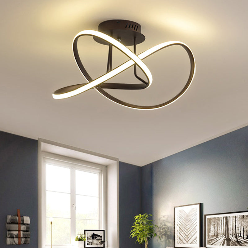 19.5 "/23.5" W Twist Plafond Gemonteerde Armatuur Moderne Acryl LED Wit/Koffie Semi Flush Mount Verlichting in Warm/Wit Licht