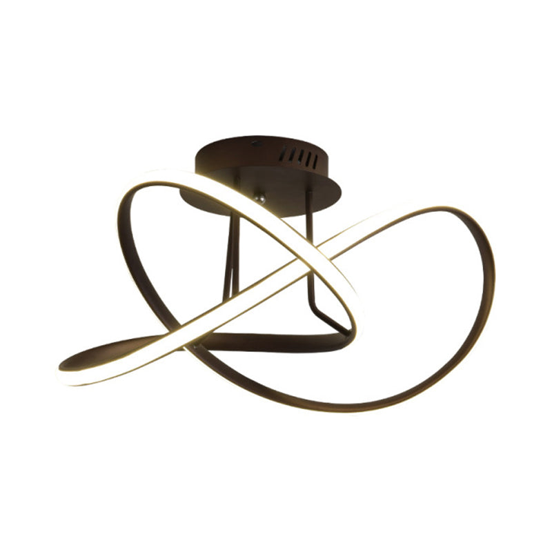19.5 "/23.5" W Twist Plafond Gemonteerde Armatuur Moderne Acryl LED Wit/Koffie Semi Flush Mount Verlichting in Warm/Wit Licht