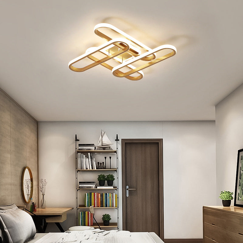 Apparecchio di illuminazione semi -montaggio con soffitto del soggiorno a LED con tonalità acrilica ovale in luce calda/bianca
