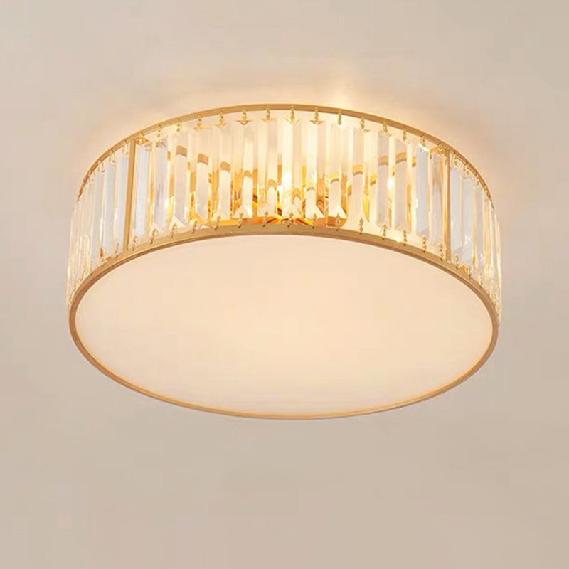 Cilindrische kristal LED plafond armatuur in moderne compacte stijl smeedijzeren plafond licht met acryl schaduw