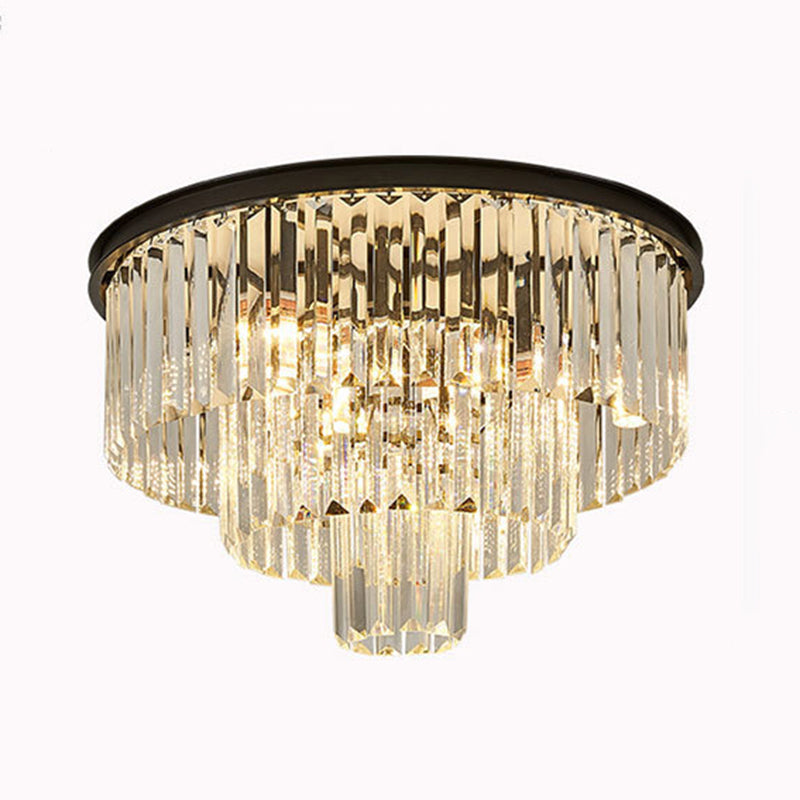 Conische metalen LED-plafondlamp in moderne luxe stijl met kristallen inbouwmontage voor eetkamer