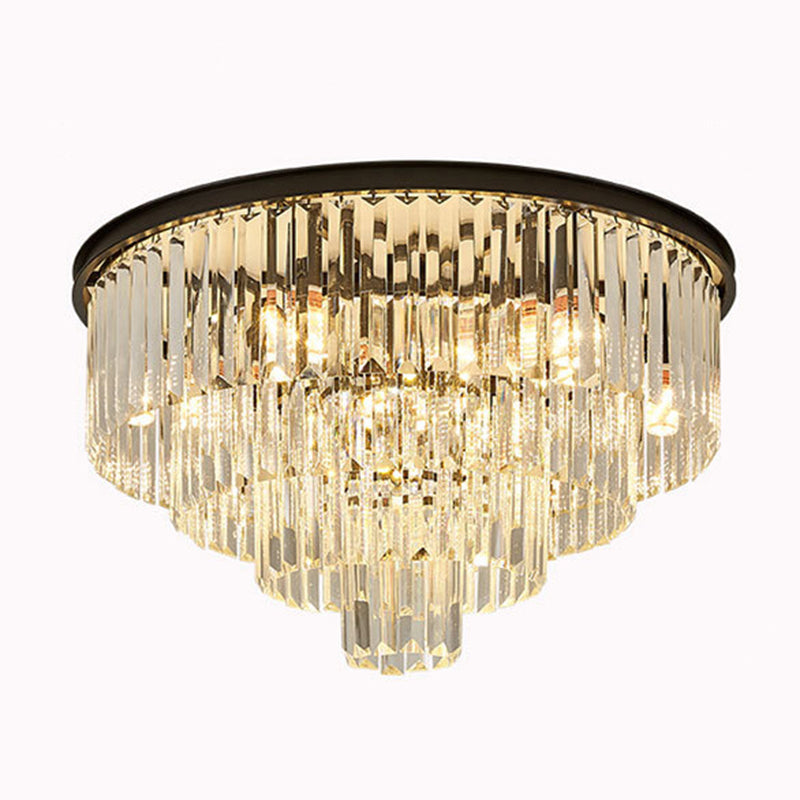 Conical Metal LED Ceiling Light in Modern Luxury Style Crystal Flush Mount for Dining Room