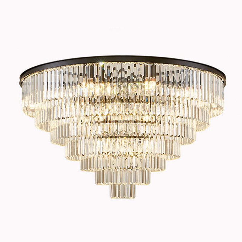 Conical Metal LED Ceiling Light in Modern Luxury Style Crystal Flush Mount for Dining Room
