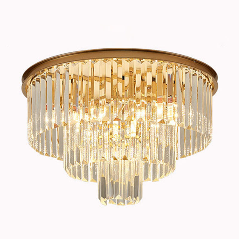 Conische metalen LED-plafondlamp in moderne luxe stijl met kristallen inbouwmontage voor eetkamer