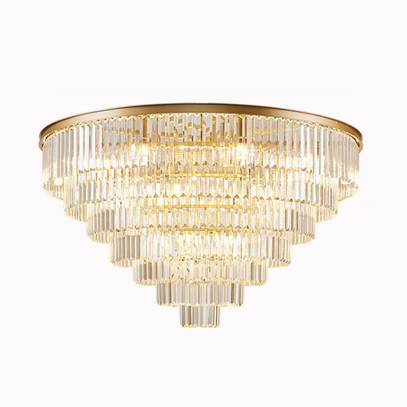 Conical Metal LED Ceiling Light in Modern Luxury Style Crystal Flush Mount for Dining Room