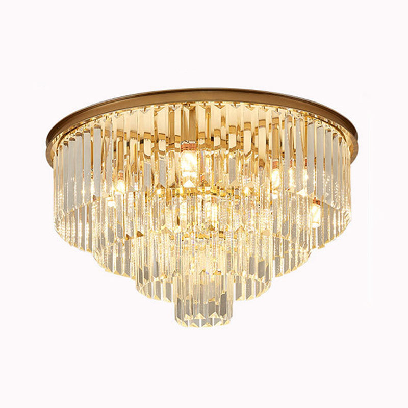Conical Metal LED Ceiling Light in Modern Luxury Style Crystal Flush Mount for Dining Room