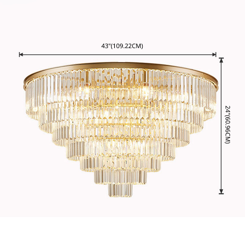 Conical Metal LED Ceiling Light in Modern Luxury Style Crystal Flush Mount for Dining Room