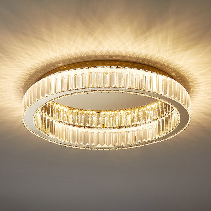 Stainless-Steel Circular LED Ceiling Light in Modern Luxury Style Crystal Ceiling Fixture in Gold
