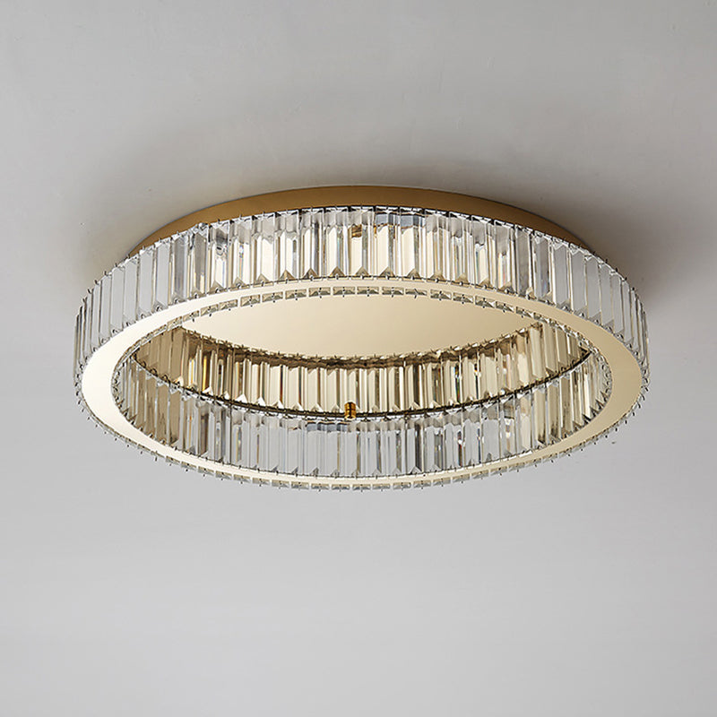 Stainless-Steel Circular LED Ceiling Light in Modern Luxury Style Crystal Ceiling Fixture in Gold