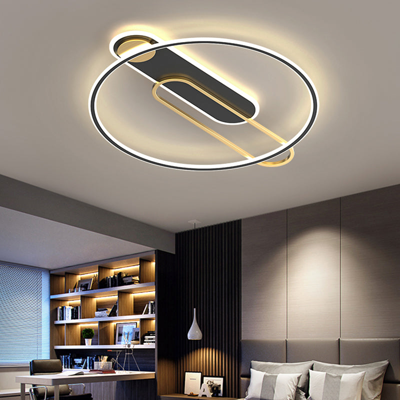 Nueva lámpara de montaje de LED de hierro forjado moderno Lámpara de montaje de techo negro para dormitorio