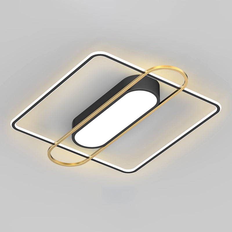 Nueva lámpara de montaje de LED de hierro forjado moderno Lámpara de montaje de techo negro para dormitorio