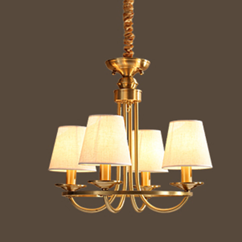 Metal Gold Ceiling Suspension Lamp Tapered Traditional-Style Chandelier Lighting Fixture