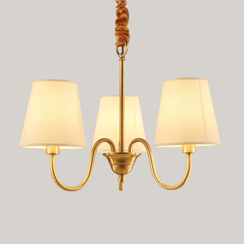 Metal Conical Hanging Pendant Light Traditional Dinning Room Pendant Chandelier in Gold