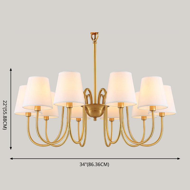 Metal Conical Hanging Pendant Light Traditional Dinning Room Pendant Chandelier in Gold