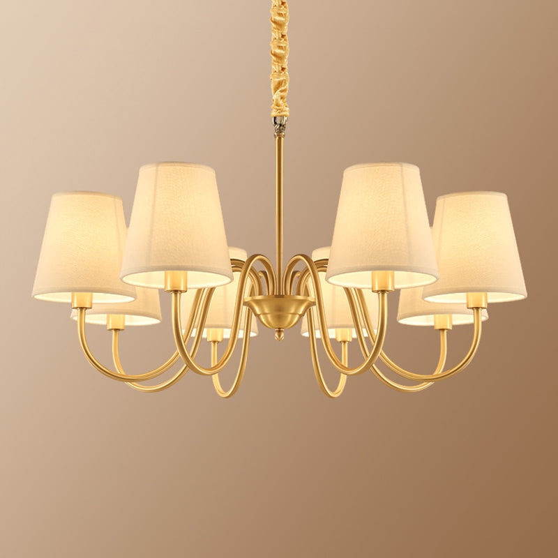 Metal Conical Hanging Pendant Light Traditional Dinning Room Pendant Chandelier in Gold