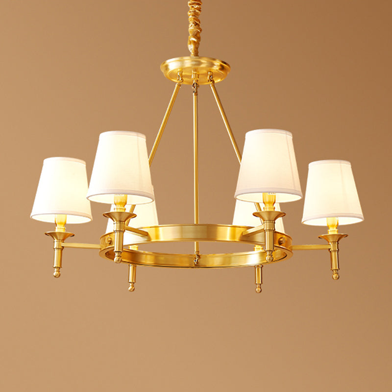 Gold Wagon Wheel Chandelier Light Fixture Traditional Metal Living Room Ceiling Pendant
