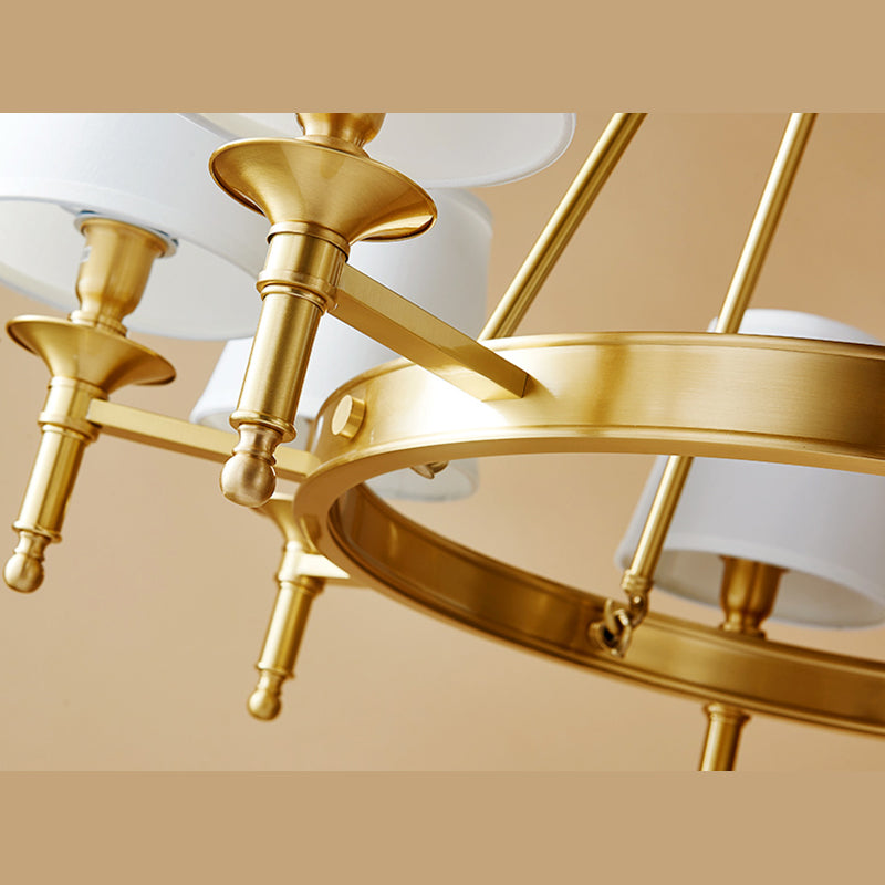 Gold Wagon Wheel Chandelier Light Fixture Traditional Metal Living Room Ceiling Pendant