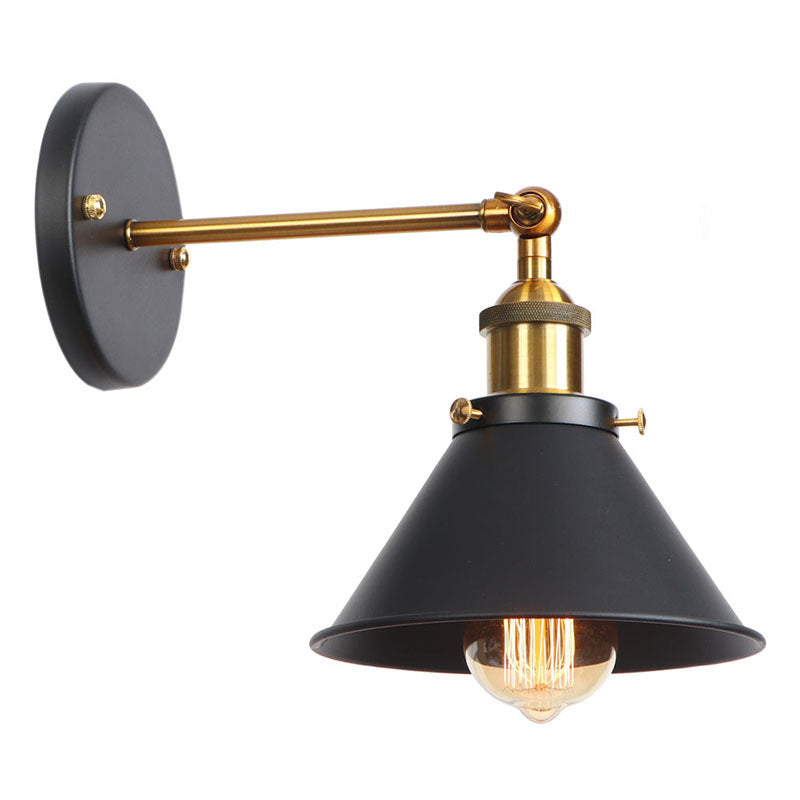 Cone Metal Shade Retro Mur Murce Single Bulbe Industrial Style Lighting Forwing For Restaurant Coffee Shop