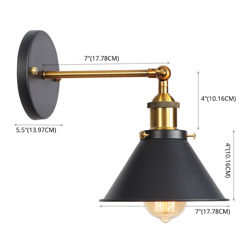 Cone Metal Shade Retro Mur Murce Single Bulbe Industrial Style Lighting Forwing For Restaurant Coffee Shop